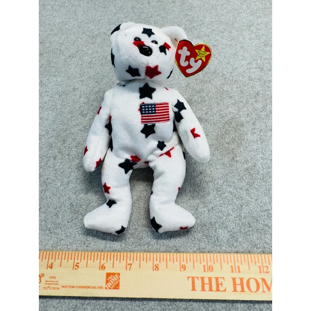Ty Beanie Baby Glory‎ Bear July 4 1997 American Flag Patriotic Plush w/ Tag